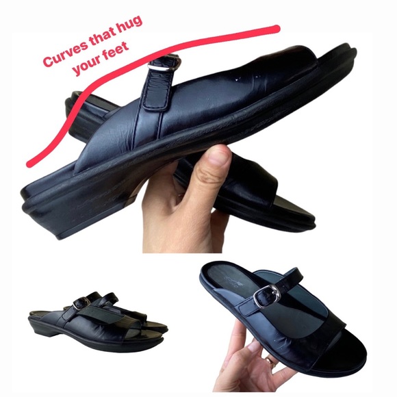 Dansko Crinkle Patent Leather BLACK Slip On Sandals - Picture 10 of 16